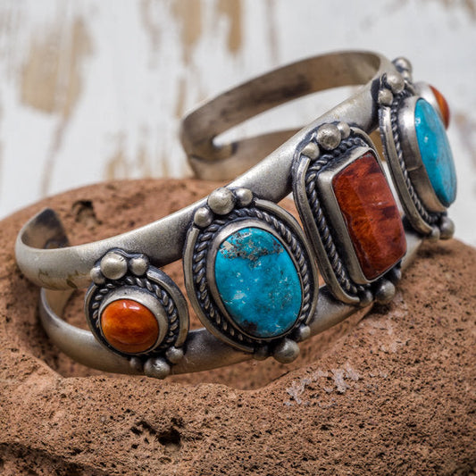 Nacozari Turquoise & Spiny Oyster Cuff Bracelet