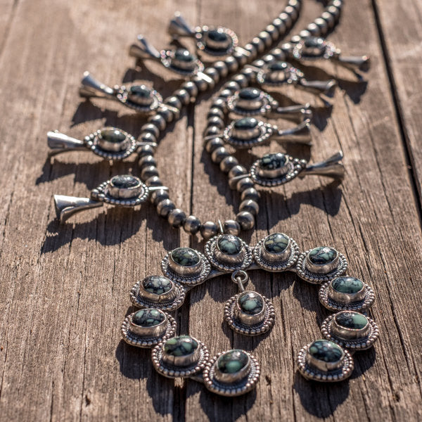 Lander Blue Turquoise Squash Blossom Necklace - by Billy Slim