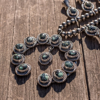 Lander Blue Turquoise Squash Blossom Necklace - by Billy Slim