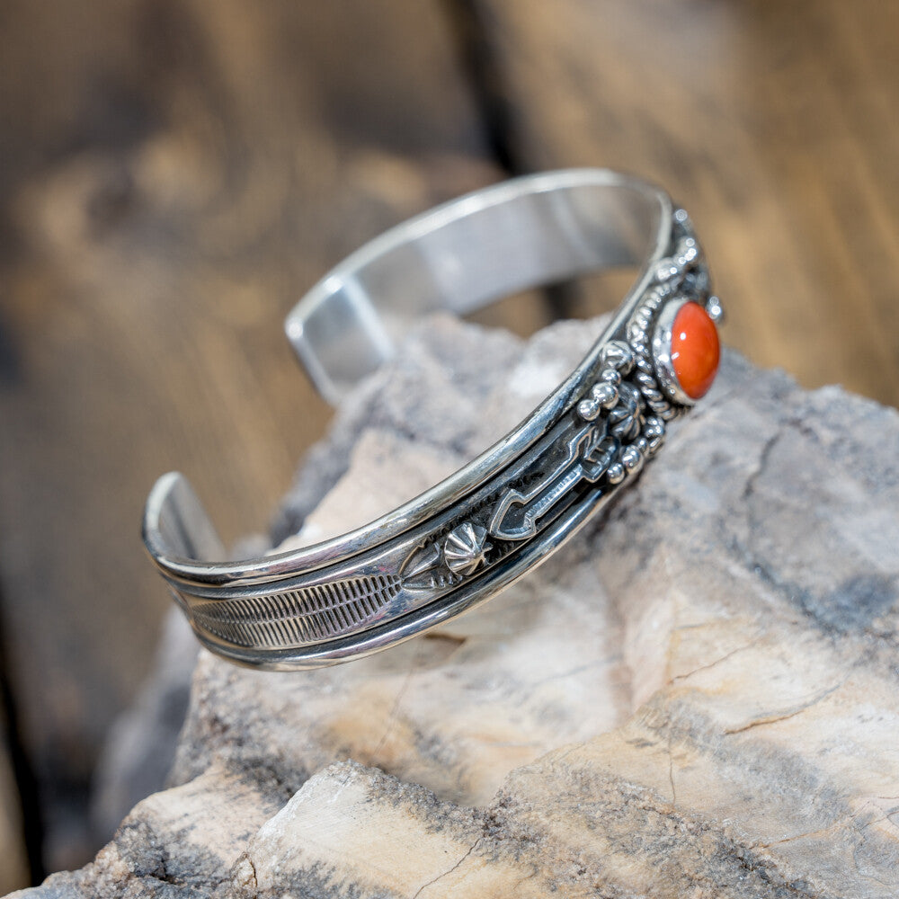 Coral & Sterling Silver Cuff Bracelet by Happy Piasso