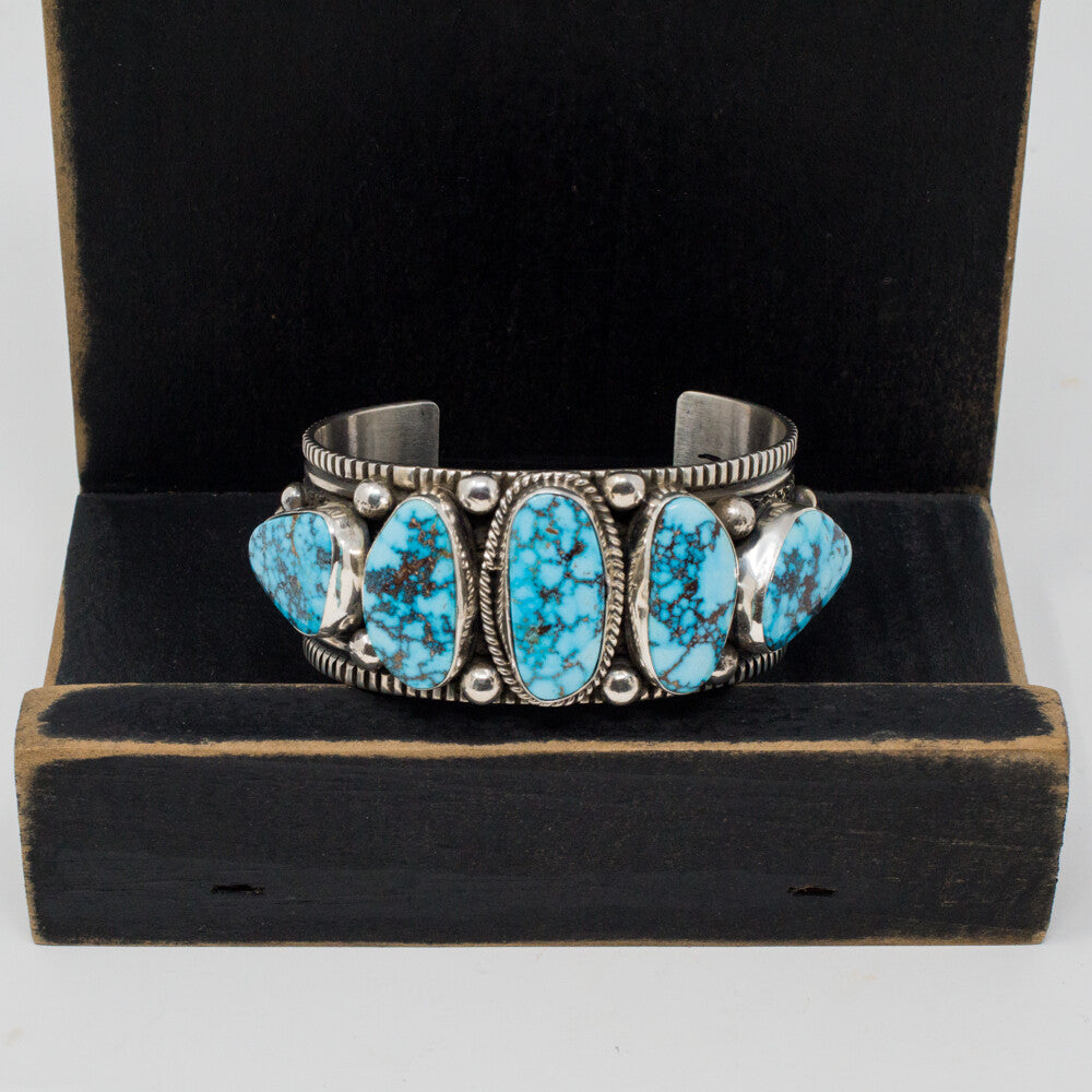 High Grade Kingman Turquoise & Sterling Silver Cuff Bracelet