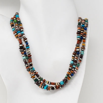 Three Strand Multi-Stone Beaded Necklace