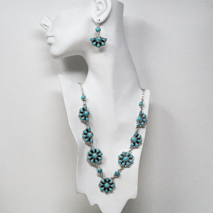 Kingman Turquoise & Sterling Silver Earring & Necklace Set
