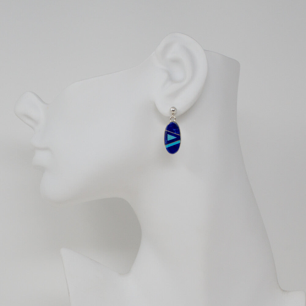 Zuni Lapis & Turquoise Inlay Earrings