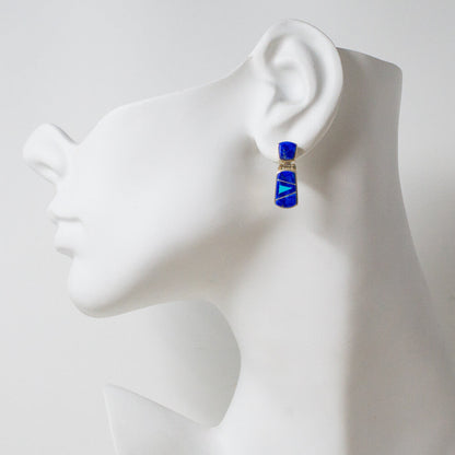 Zuni Lapis & Turquoise Inlay Earrings