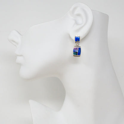 Zuni Multi-Stone Inlay Hinged Earrings