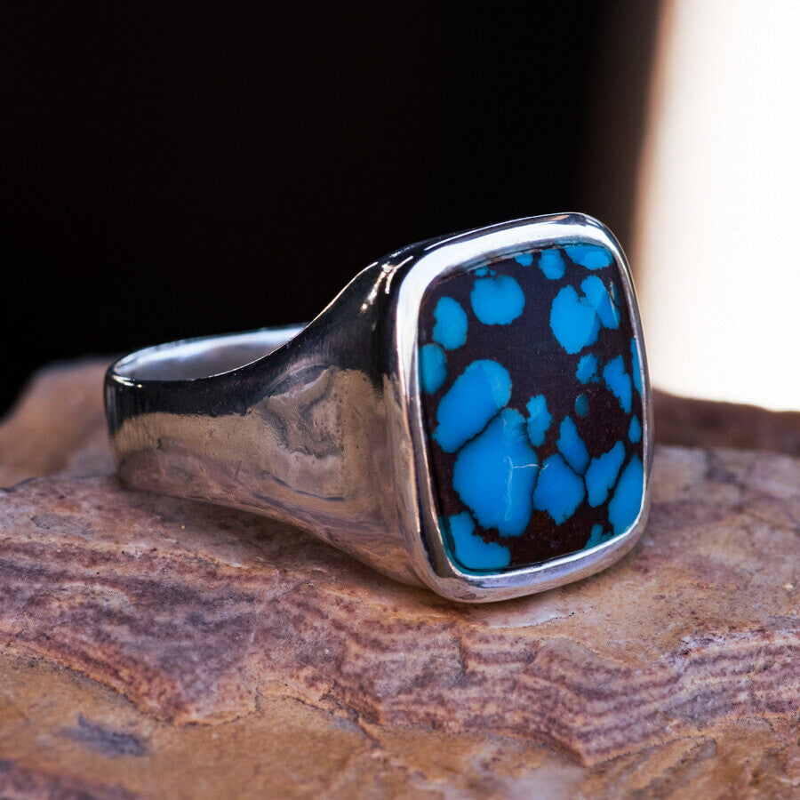 Persian Turquoise & Sterling Silver Ring Size 9