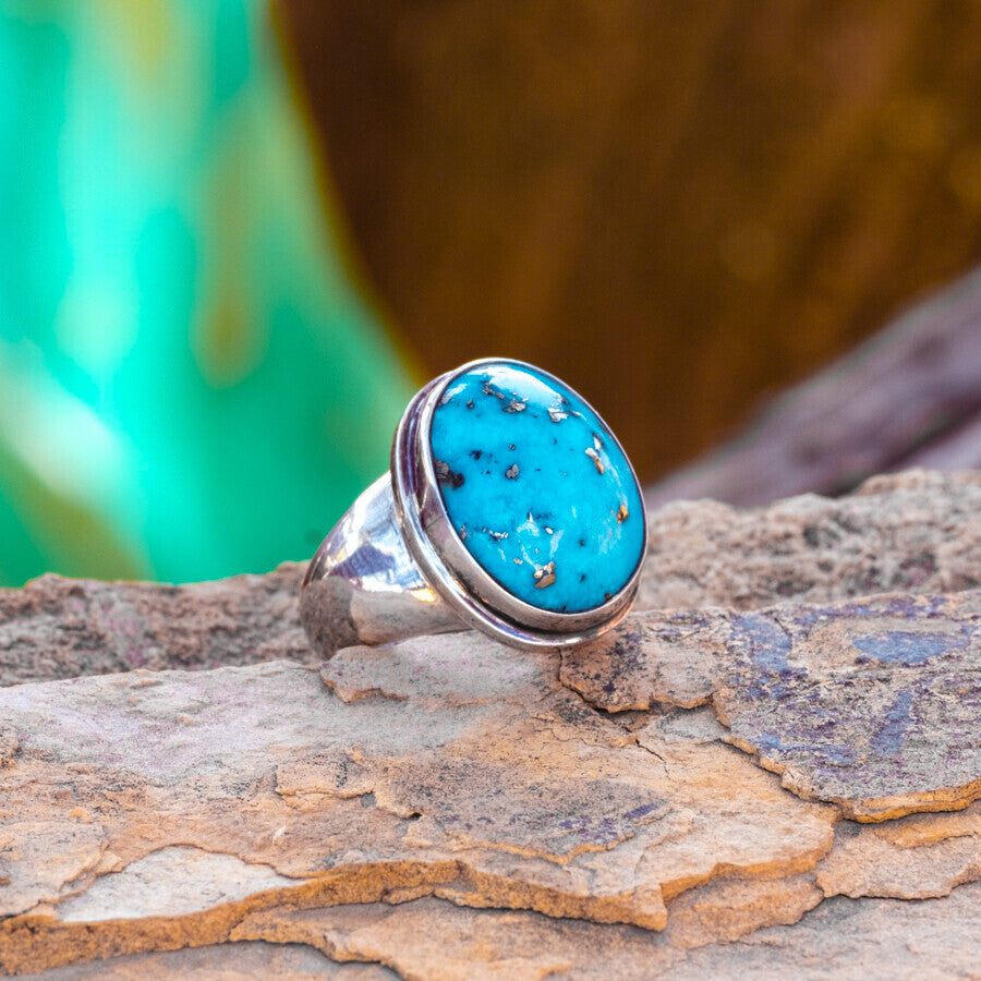 Women's Silver Ring with Turquoise Stone – Nialaya
