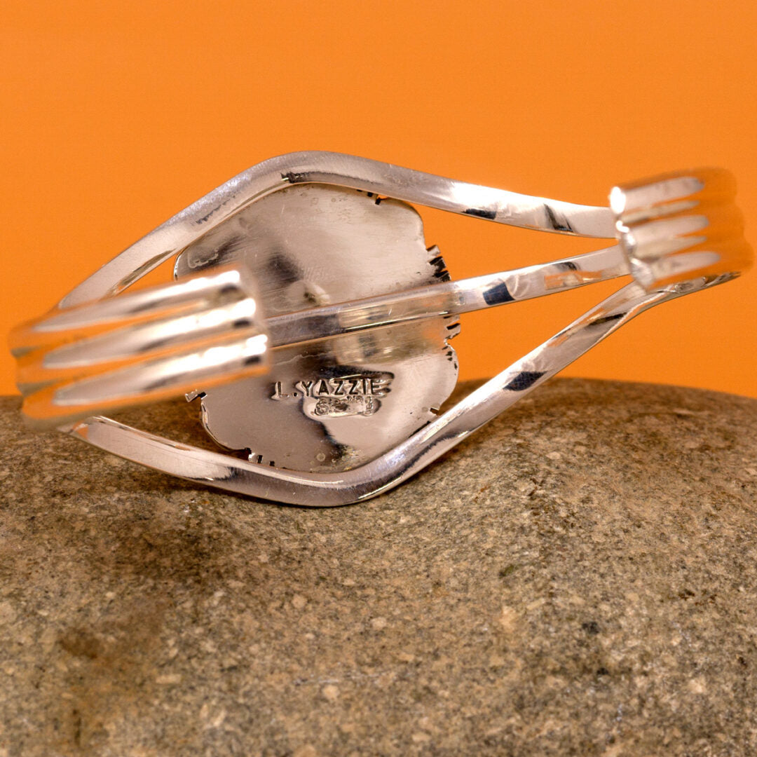 Spiny Oyster in Polished Silver Bracelet by L. Yazzie
