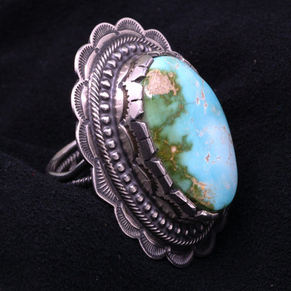 Royston Turquoise Stamped Setting Ring by Chris Billie | Size 9.5