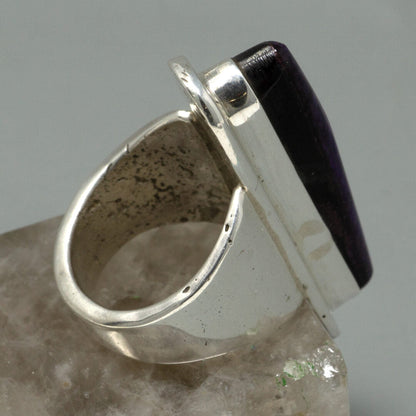 Slender Sugilite Modern Setting Silver Ring by Tommy Jackson | Size 6.75