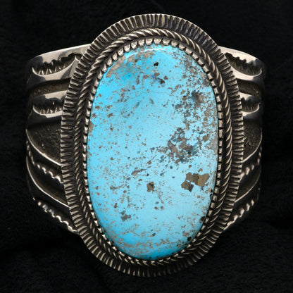 Large Morenci Turquoise Overlay Cuff Bracelet by Tommy Jackson