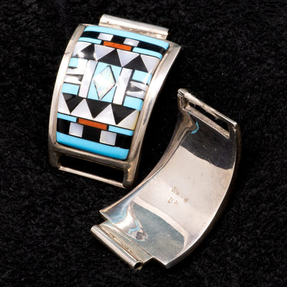 Zuni Turquoise Onyx Mother of Pearl and Coral Inlay Watch Bands