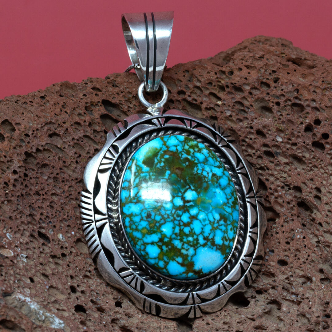 Large Royston Turquoise Pendant by Eugene Belone