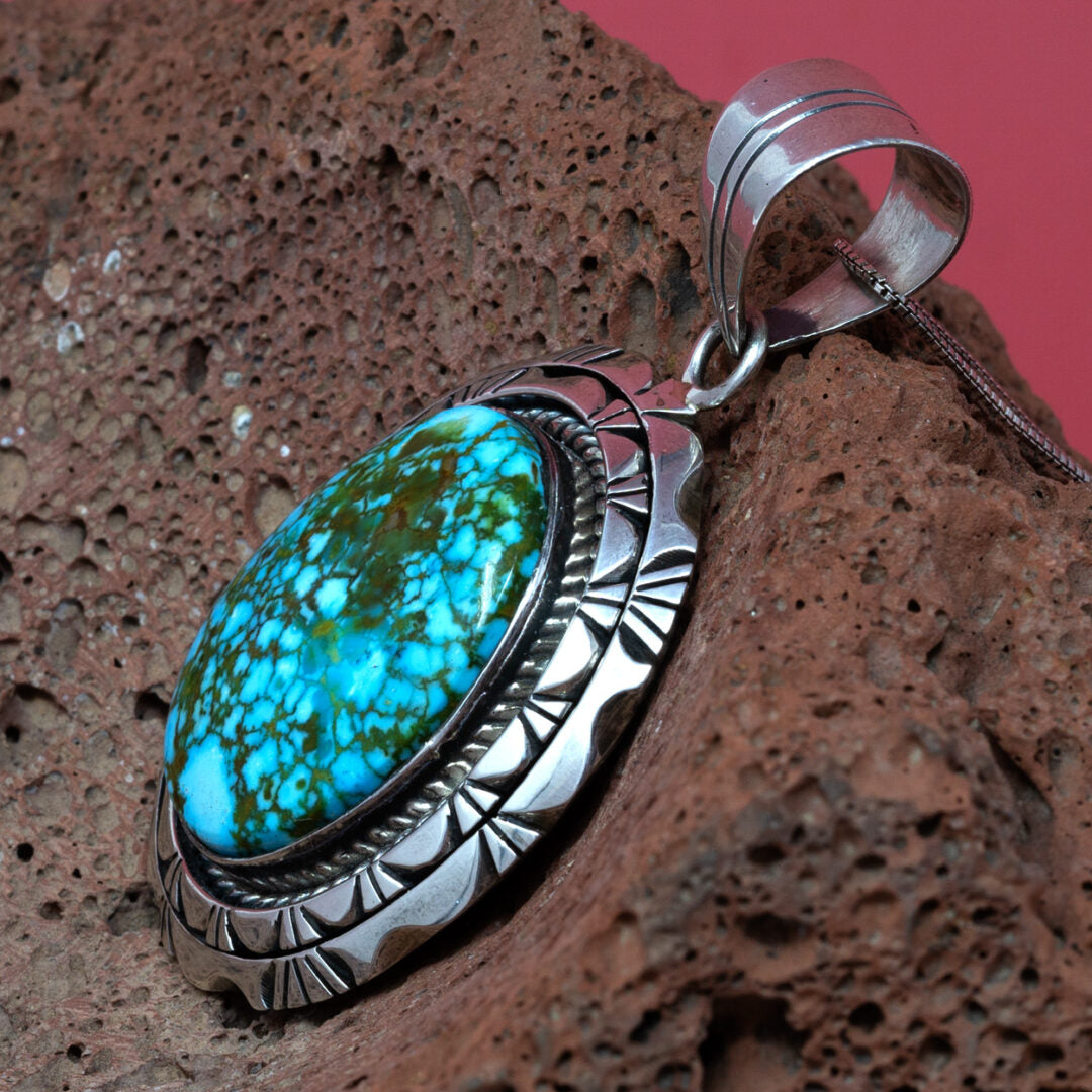 Large Royston Turquoise Pendant by Eugene Belone