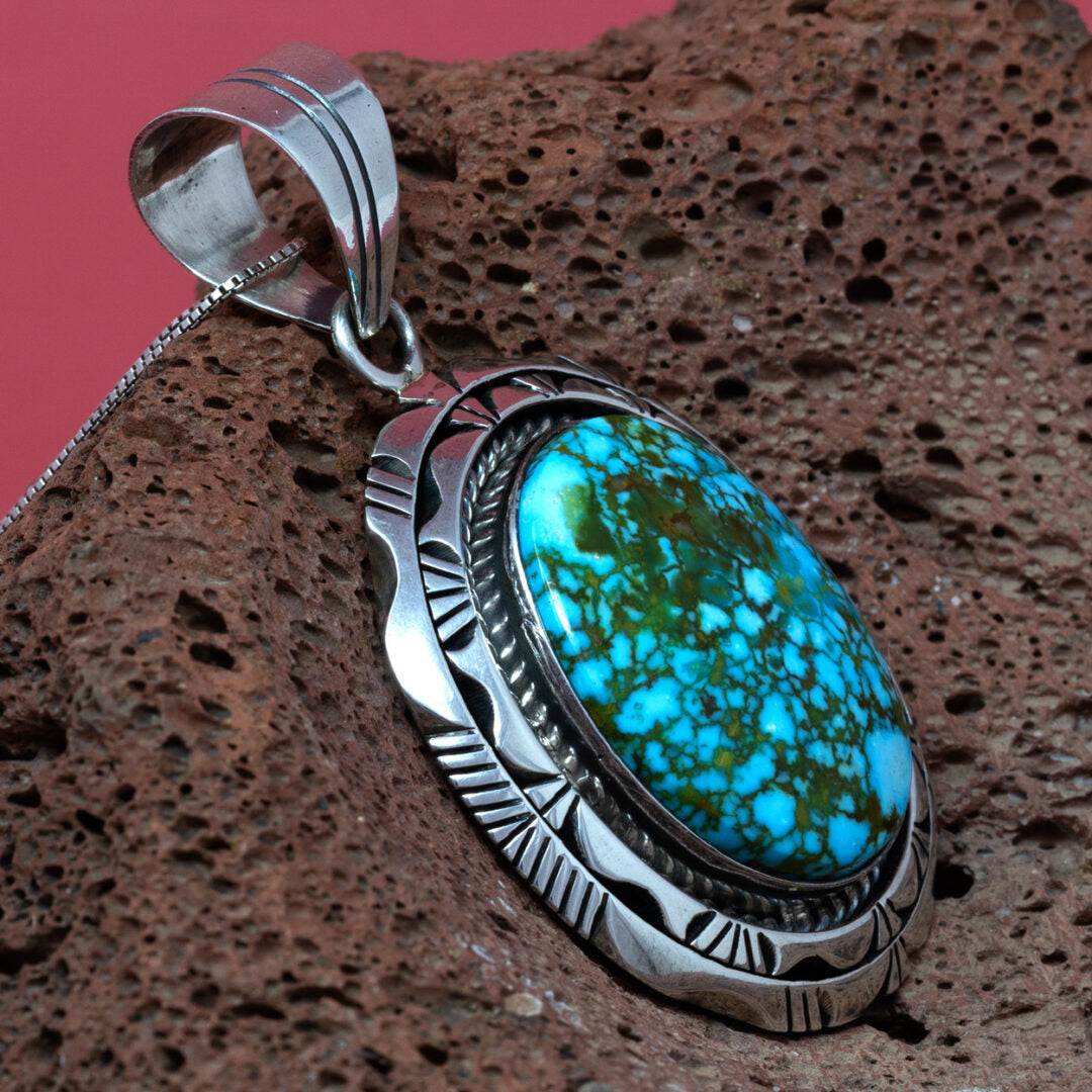 Large Royston Turquoise Pendant by Eugene Belone