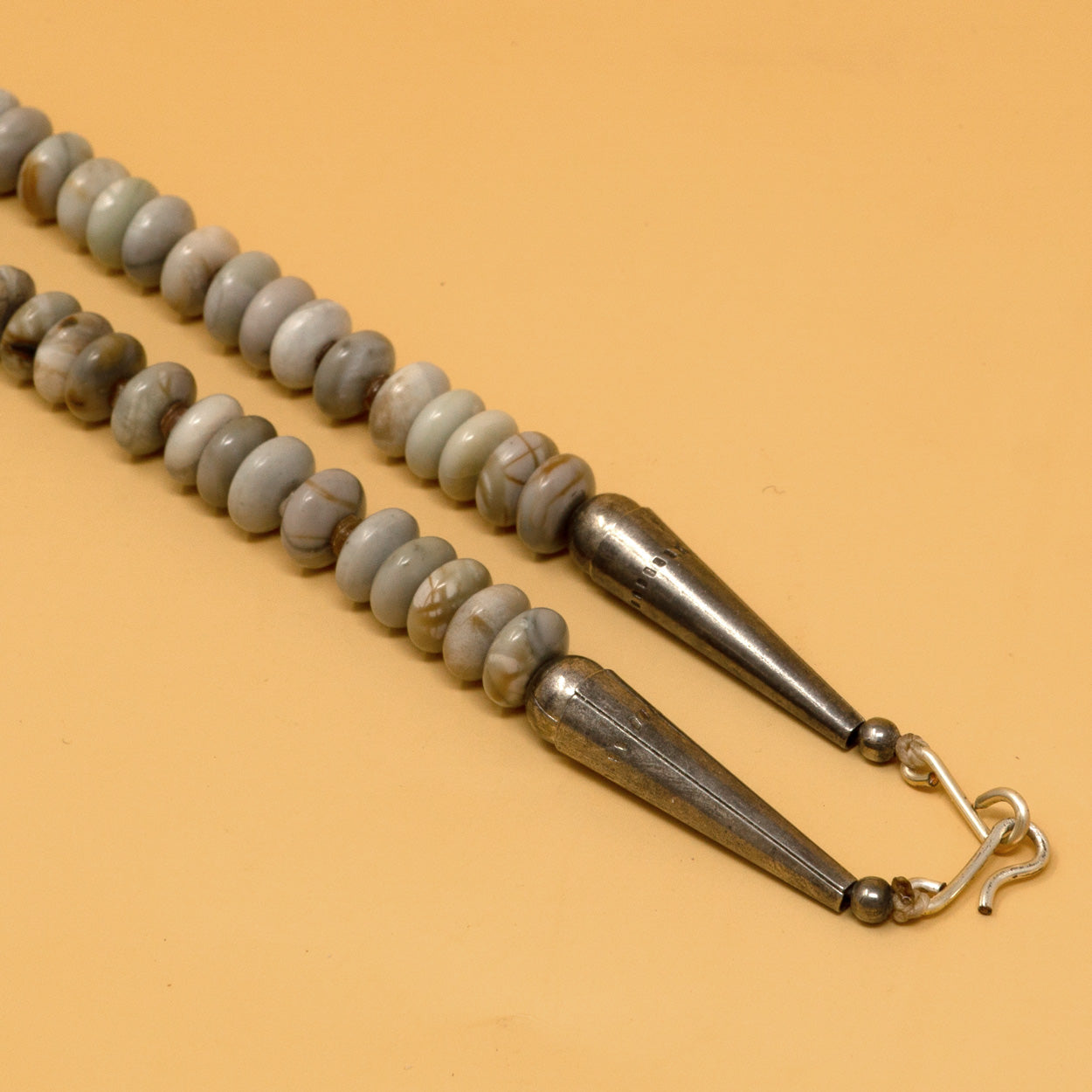Grey Utah Pipestone Beaded Necklace with Pendant by Priscilla Nieto