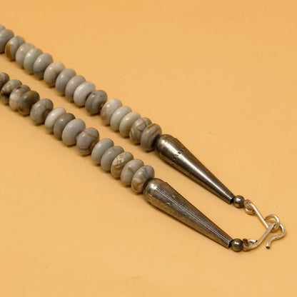 Grey Utah Pipestone Beaded Necklace with Pendant by Priscilla Nieto