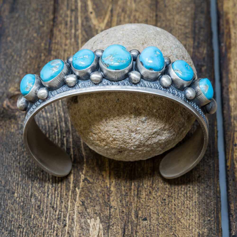 Sleeping Beauty Turquoise & Sterling Silver Cuff Bracelet by Jimmy Secatero