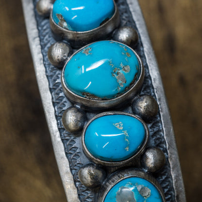 Sleeping Beauty Turquoise & Sterling Silver Cuff Bracelet by Jimmy Secatero