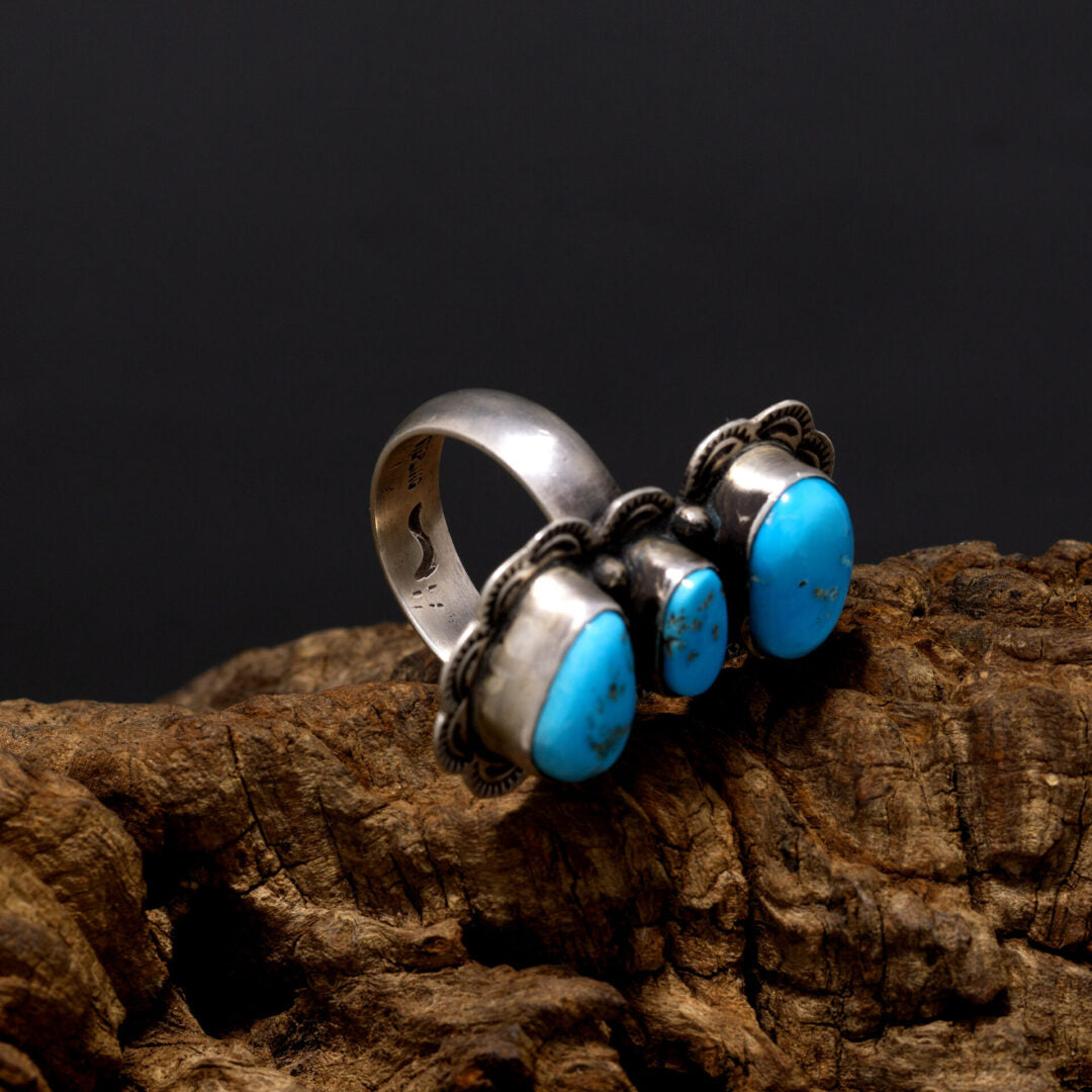 3 Cabochon Sleeping Beauty Turquoise Ring | Effie Calavaza | Size 9.5