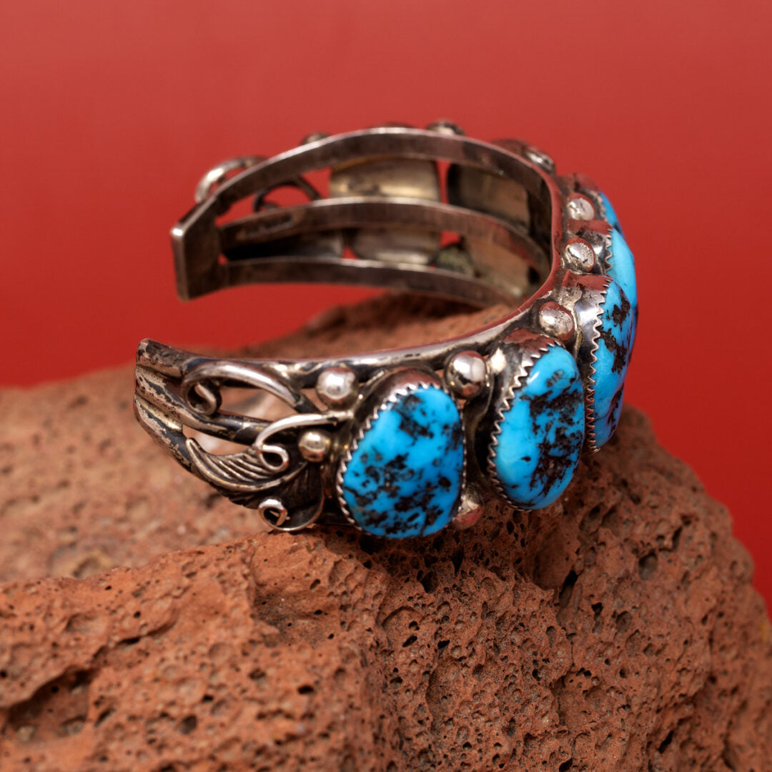 Raw Sleeping Beauty Turquoise Overlay Cuff Bracelet