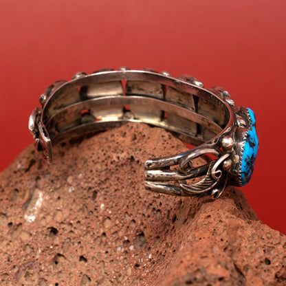 Raw Sleeping Beauty Turquoise Overlay Cuff Bracelet