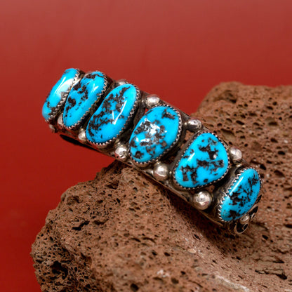 Raw Sleeping Beauty Turquoise Overlay Cuff Bracelet