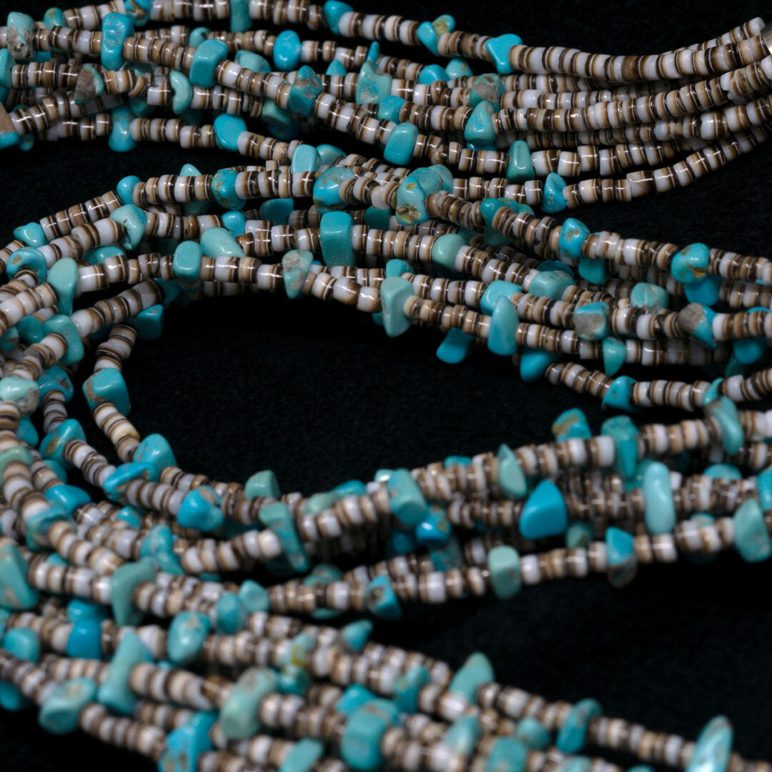 Seven-Strand Sleeping Beauty Turquoise & Shell Beaded Necklace by Roy Hosteen