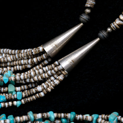 Seven-Strand Sleeping Beauty Turquoise & Shell Beaded Necklace by Roy Hosteen