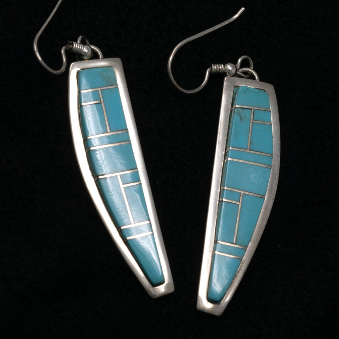 Sleeping Beauty Turquoise Lapidary Earrings by Tommy Jackson